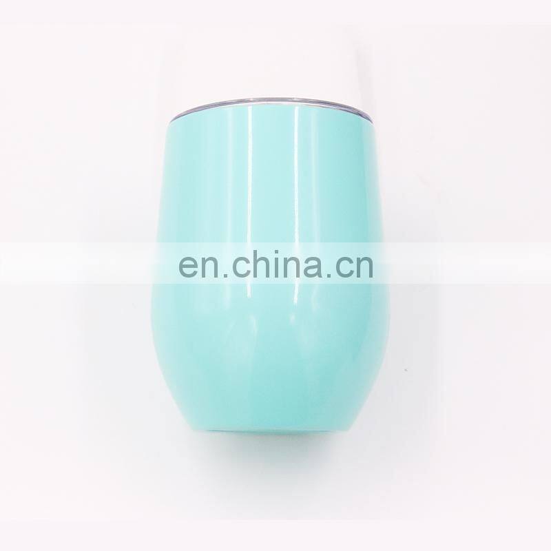 Hangzhou Watersy Colorful Outdoor Egg Shaped 12oz vacuum insulated stainless steel travel mug tumbler with lid