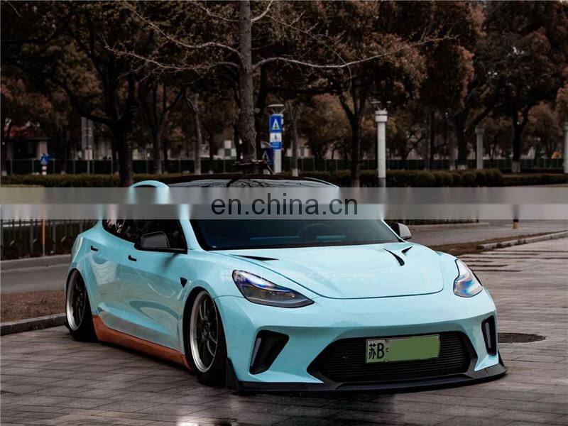 Runde New Arrival For Tesla model 3 Upgrade Hacker Robot Wide Body Kit Hood Front Rear Bumper And Lip Spoiler