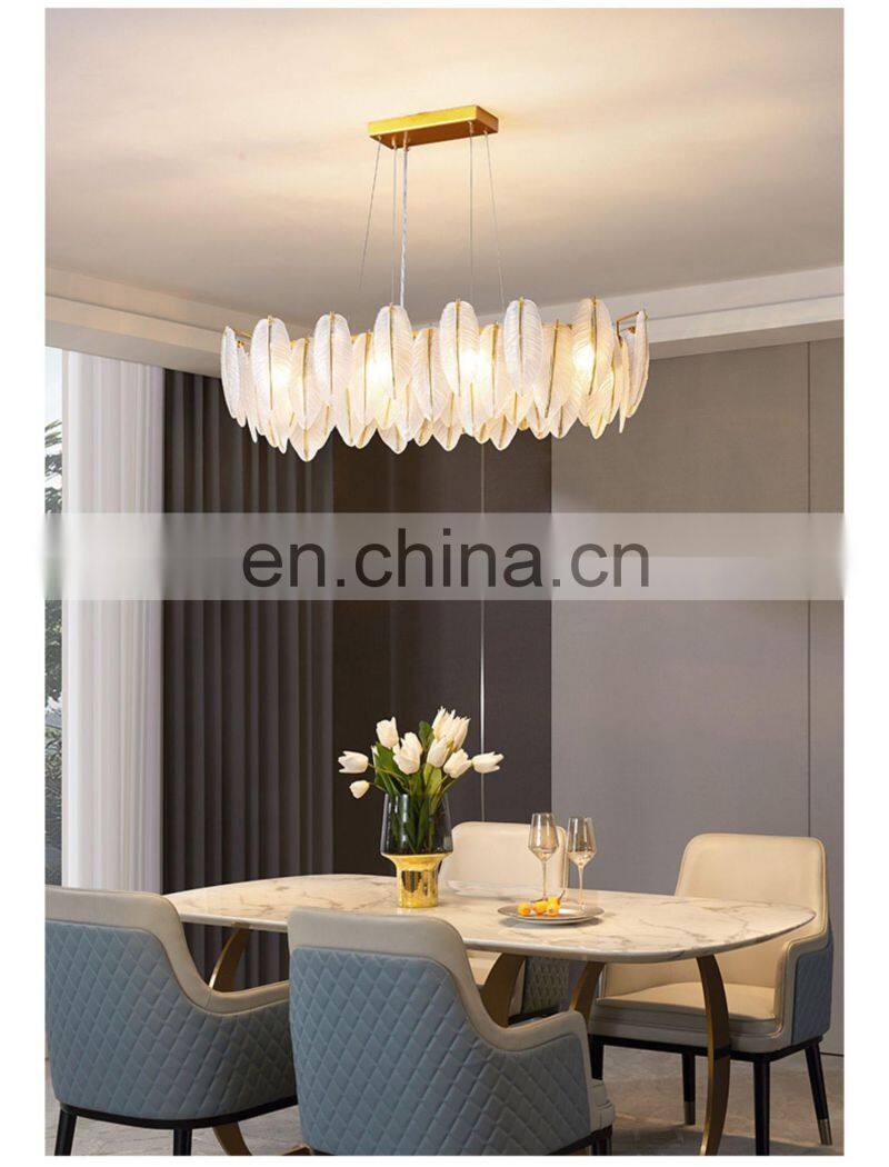 Hotel Villa Project Decorative Lighting white glass leaves Luxury Crystal Chandelier Post Modern Ceiling Pendant Lamp