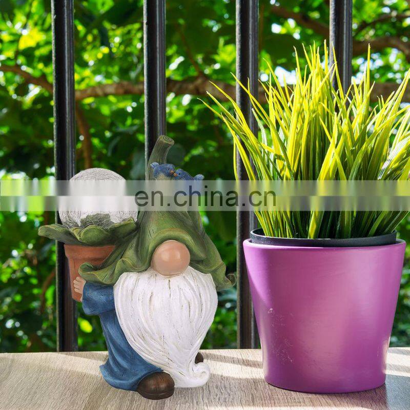 Garden Figurine Dwarf Statue Solar Powered Light Gnome Ornament Resin Waterproof Figurine Outdoor Yard Lawn Decoration
