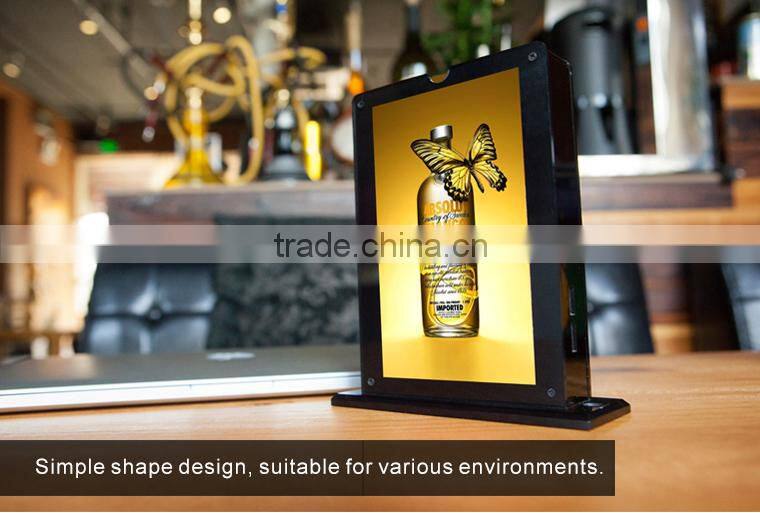 Fashionable acrylic 15000mAh menu stand advertising power bank for restaurant/ cafe / bars