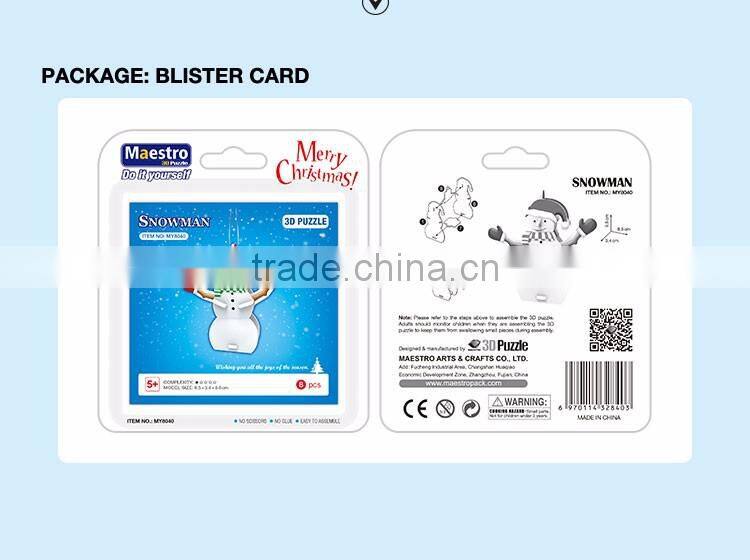 8PCS new year ornament 3d puzzle Snowman