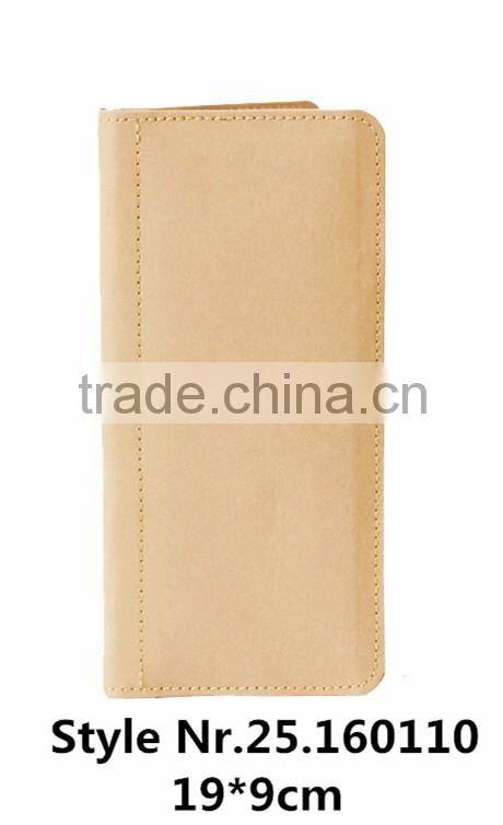 2016 fashion brown kraft paper bag metal button long wallet