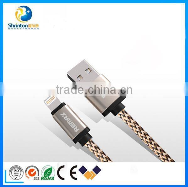 High Quality Remax 1M Nylon Braided USB Cable Fast charging sync Data Cable for iPhone5/5s/6/6s