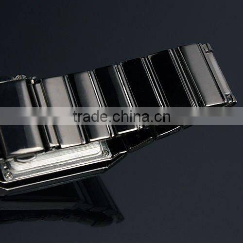 New Mens Unisex Black Square Dial Classic Value Stainless Steels Band Fashion Quartz Watch WM158