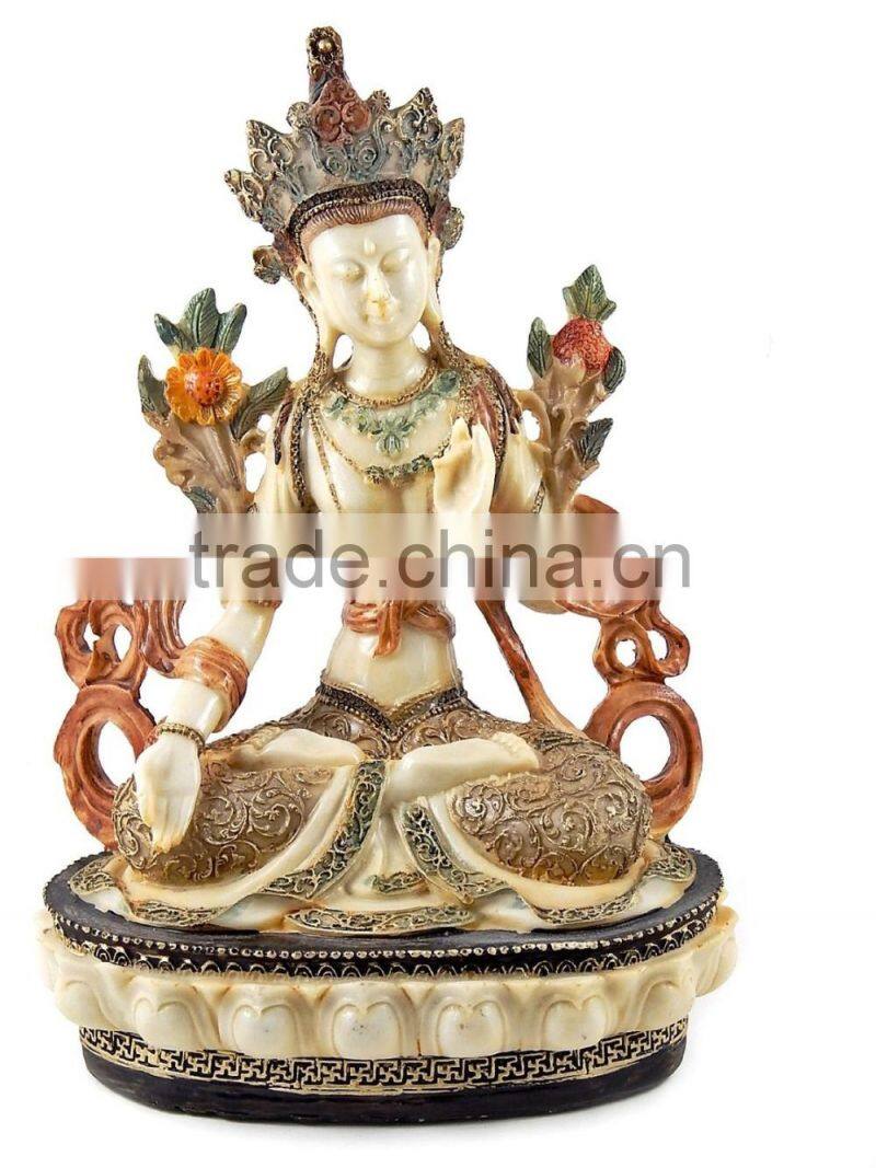 Tara Statue Hand-painted in Nepal Tibet Buddha Statue Ivory
