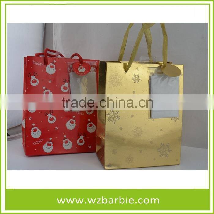 Customized Snowflake Recycable Paper Shopping/Gift Bag With Handle