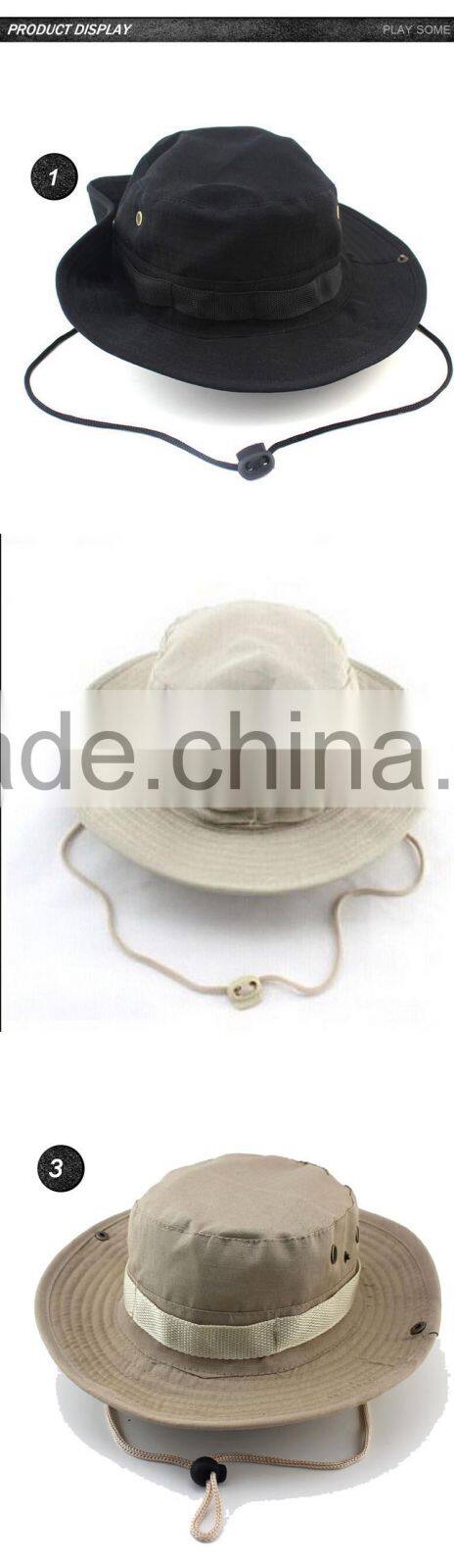 Summer wholesale balnk plain fishing bucket hat with string