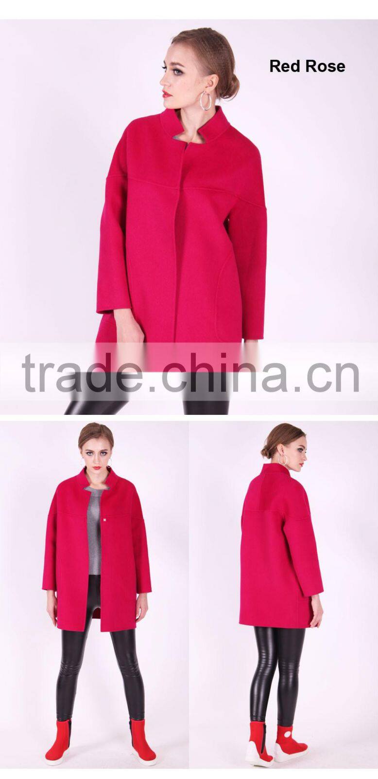 2016 New Design Spring Women Short Slim Fit Wool Coat