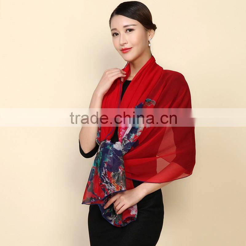 2016 summer high quality digital printed 100%pure silk scarf, hangzhou factory silk scarf shawl,modern vintage style scarf