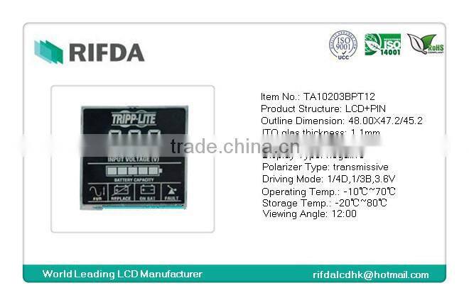 Negative big sqare 7 segment lcd display screen 3 digits