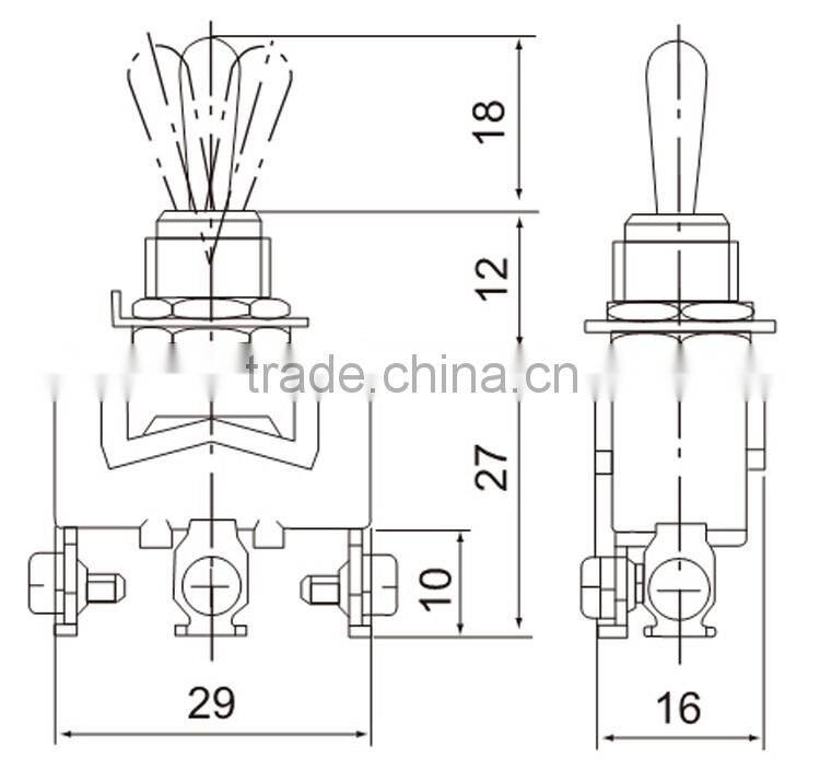 CNTD Factory Price 15A 250VAC 3-way ON-OFF-ON Momentary Toggle Switch with CE (C5R13B)