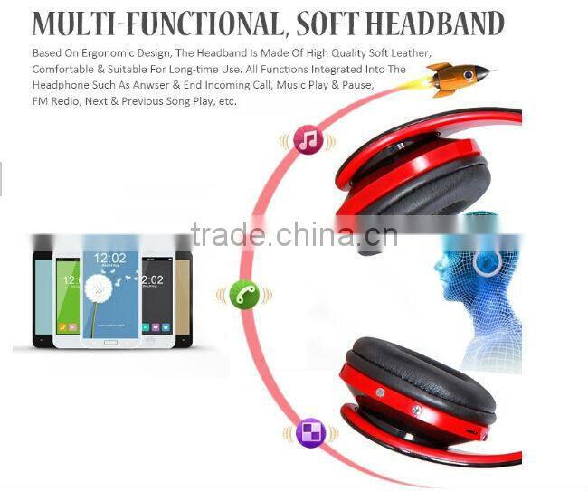 Super bass bluetooth headset headphone for xiaomi mi3 iphone with TF card slot and FM