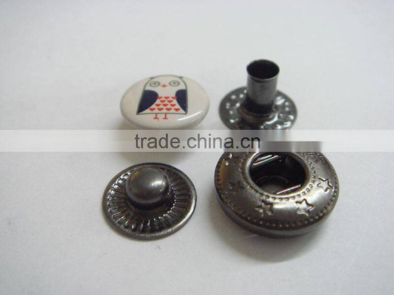 11.5mm small cute fashion metal silk print snap button