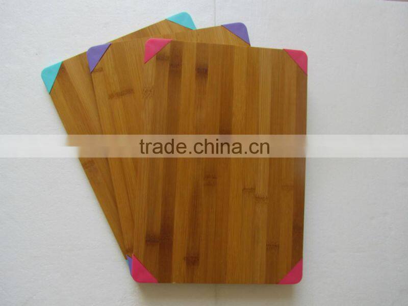 Bamboo Wooden Silicon rings Chopping board/block set,kitchen cutting board,sedex christmas