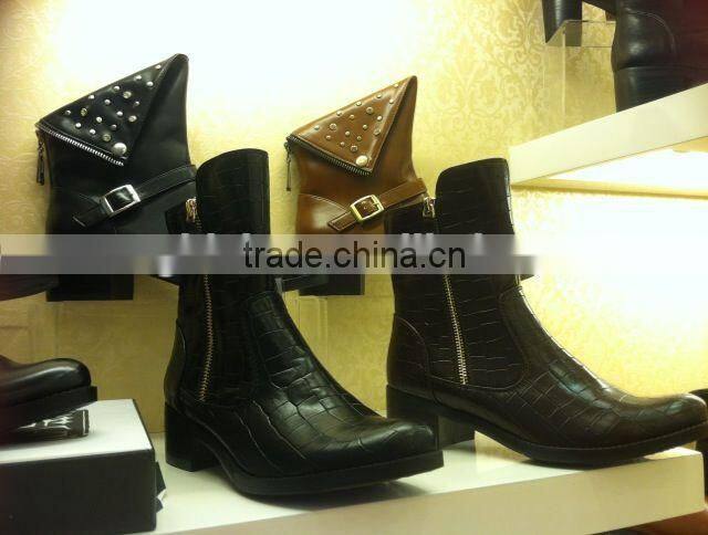 2014 fashion ladies ankle boots ladies low heel dress boots pu leather boots