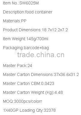 2016 Disposable Plastic Food Storage Box Plastic Fresh Box