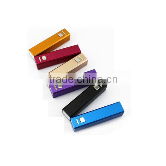 Flexible mini usb aluminium lipstick power bank 2600mah for smartphones