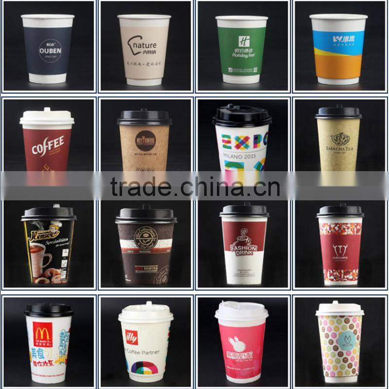 OEM Disposable pe coated white/green/red/browm /black paper coffee cup