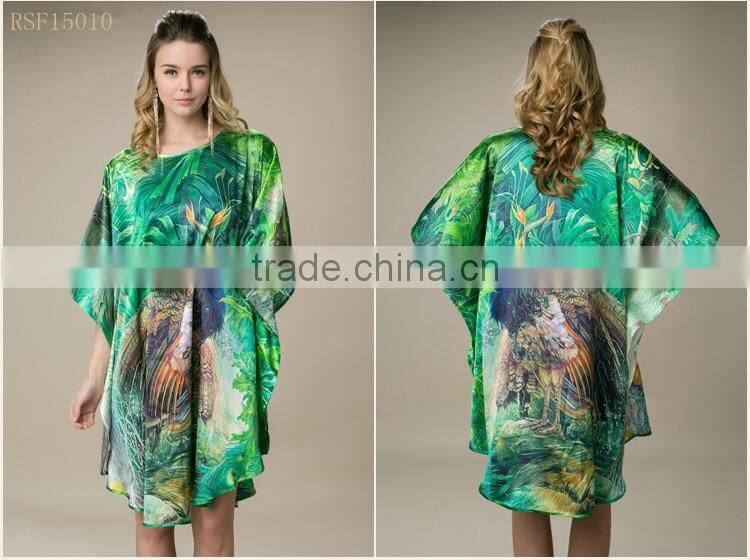 beach 100%satin silk women popular one size kaftan dress