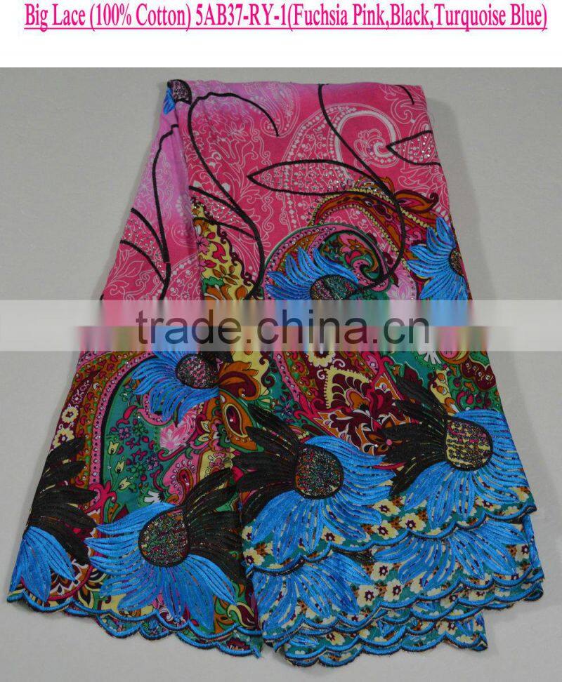 Blue Swiss voile lace big lace for sale