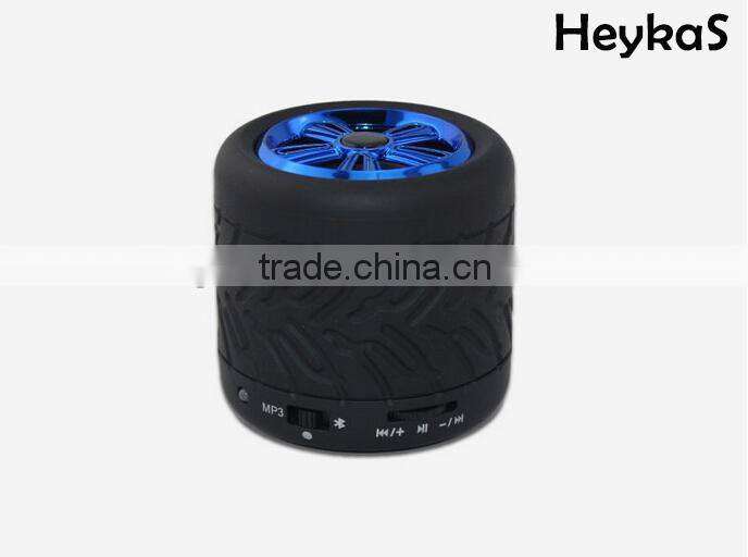 wheel shape design mini portable stereo bluetooth cool speaker