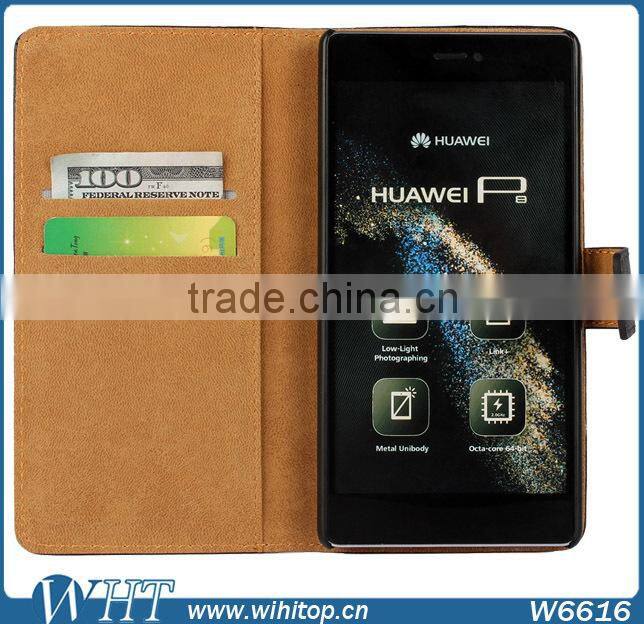 Leather Card Slot Flip Cover with Stand for Huawei Ascend P8 Case