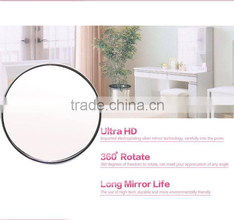 Round metal chrome plated suction mirror