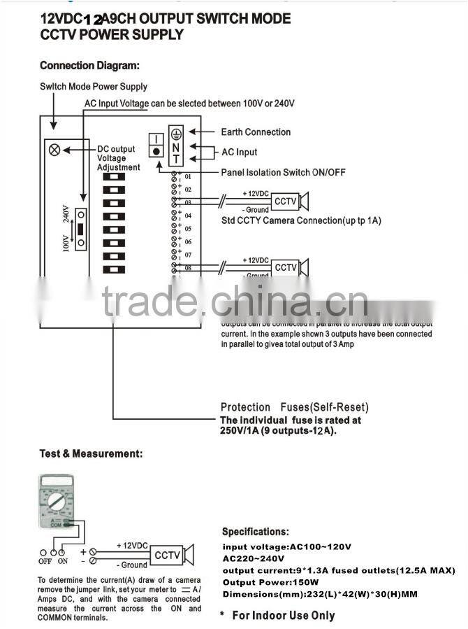 CCTV Camera LED Strips LCD 180w 12v 15a switch power supply with CE ROHS approved