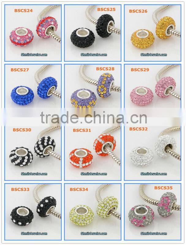 Wholesale Silver Spacer Charm Beads With Purple CZ Crystals BCZ55