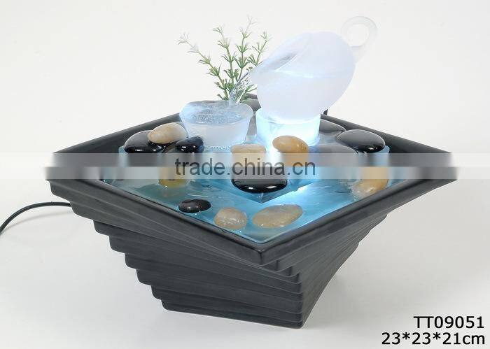 Indoor ceramic and glass fountain