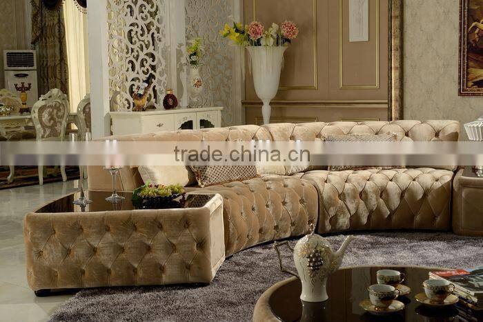 Button Tufted Upholstered Fabric Corner Sofa DH034