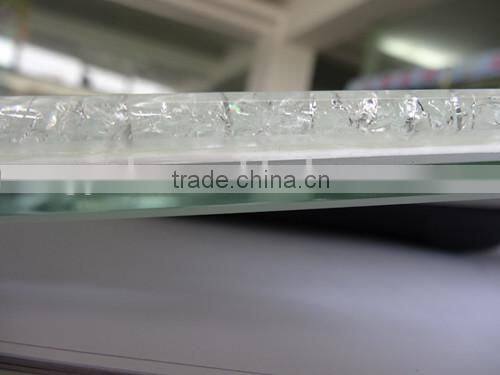 with milky white film 5mm and 5mm crack ice tempered laminated glass