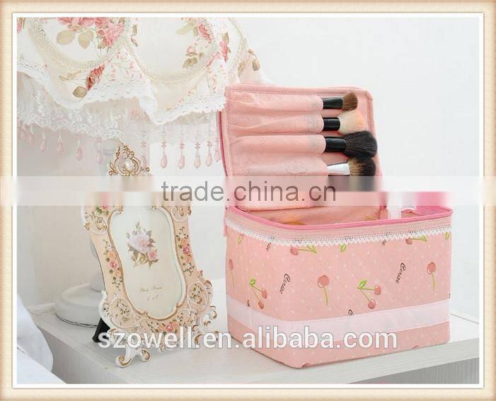 Hot cosmetic cases promotional bag lovely pink cherry big cosmetic case for lady