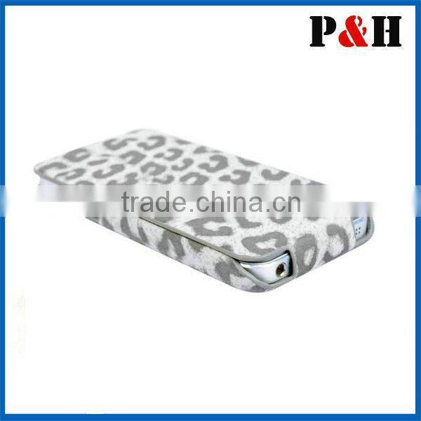 Smooth surface protective new case for Iphone leopard flip pu leather case cover