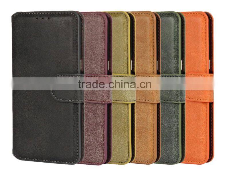 White PU leather cell phone case with wallet and card slots for samsung galaxy S7/S7 edge