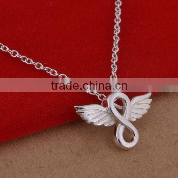 mens silver necklace cheap angel 925 wing pendant