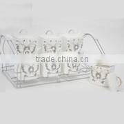 2016 New decorative design white ceramics golden coffee cup set