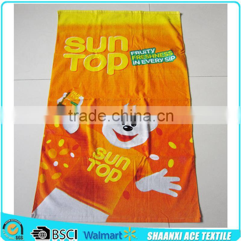 100% cotton terry velour printing brand name beach towel promotional brand towel