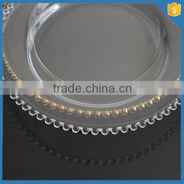 LXHY-T053 wedding cheap beaded gold charger plate