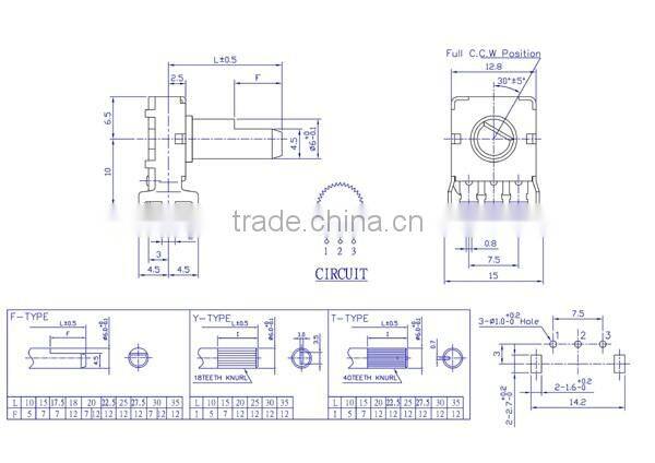 DB-124KP Plastic shaft Potentiometer the wholesale price rotary Potentiometer