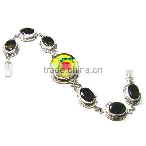 Vintage black onyx bracelet 925 sterling silver