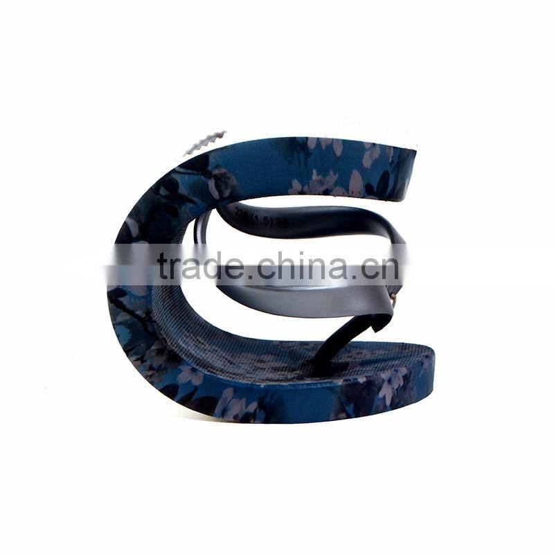 2016 cheap price popular custom flower full printing navy women eva beach slippers