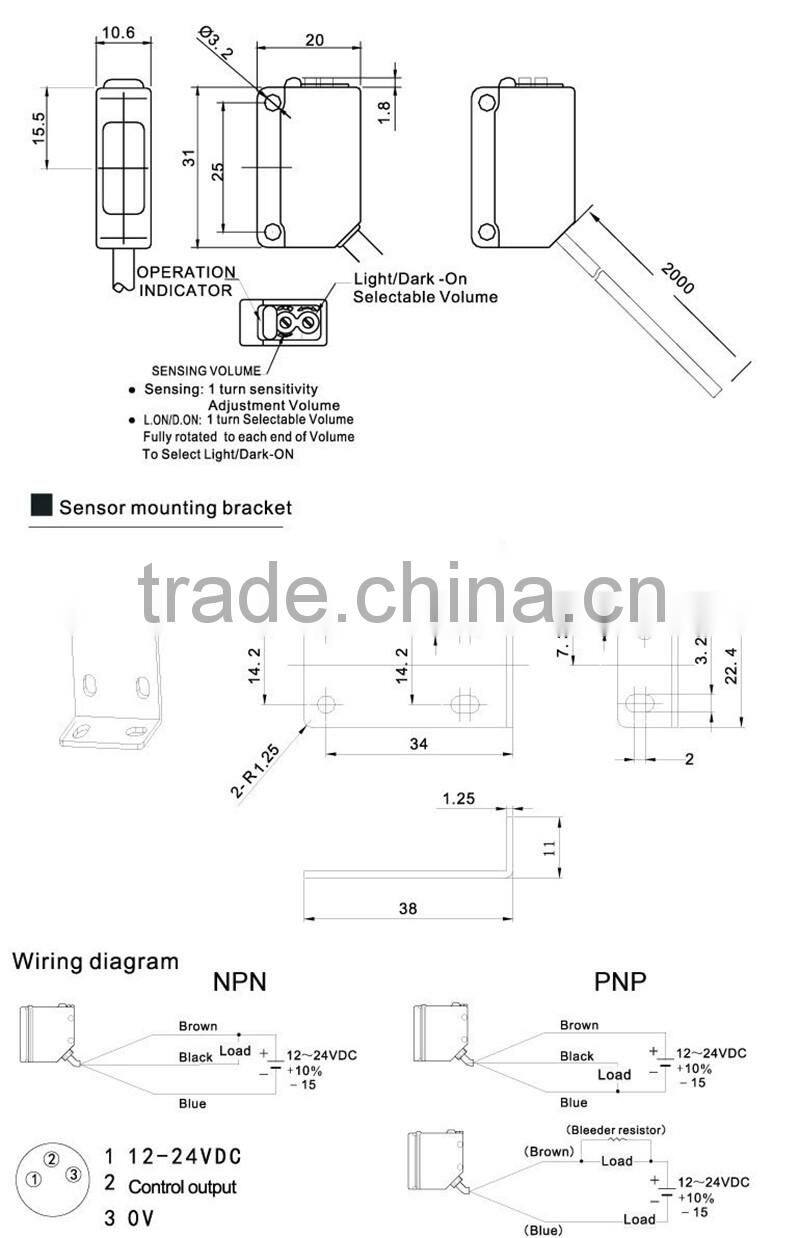 CR-30V red LED photoelectric analog switch sensor NPN