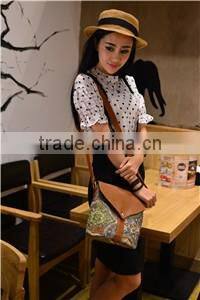 Unique green peacock pattern ladies nylon messenger bag