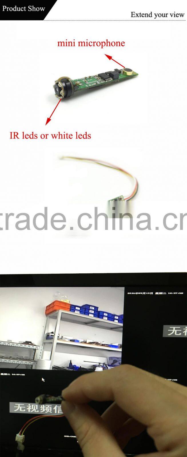 Hot selling 720P IR camera module with mini microphone for door camera