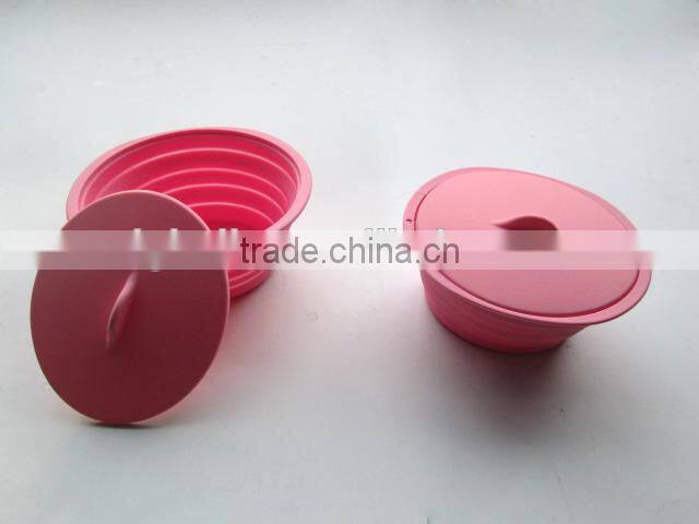 Silicone Collapsible Snack Box Lunch box food container foldable silicone bowl with coverwith cover