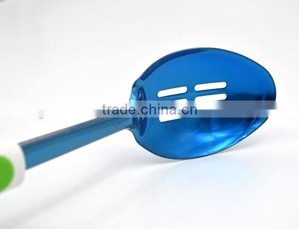 Non-stick TPR handle Factory Price titanize kitchen slotted cooking spoon