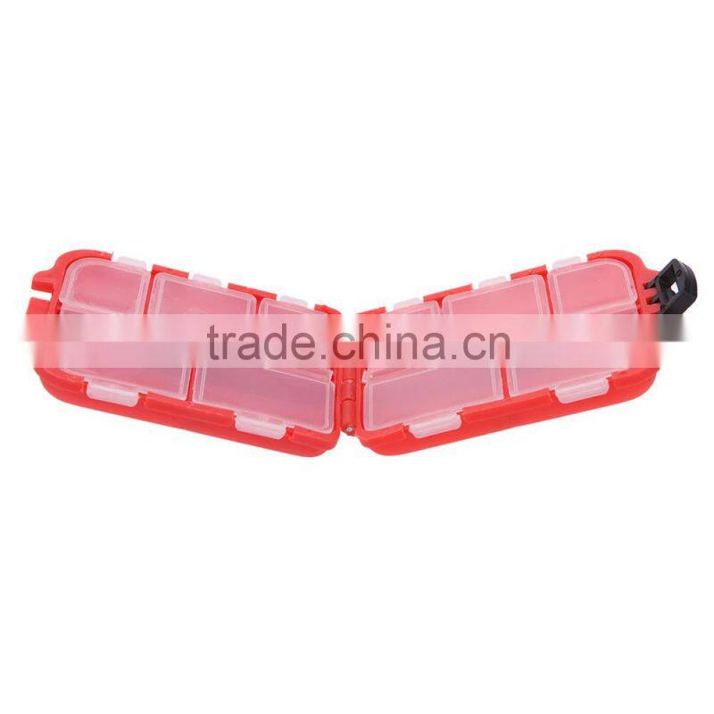 Fishing Tackle Box 10 Compartments Small Size for Fishing Hooks Swivels Beads etc Red
