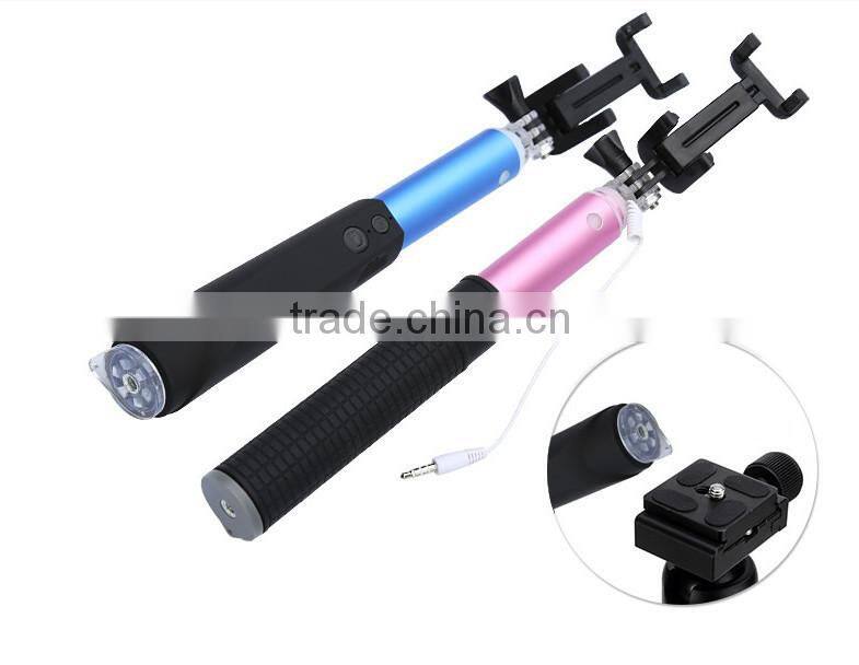 New arrival! Steel wired adjustable selfie stick roller stick monopod selfie stick for phone and camera